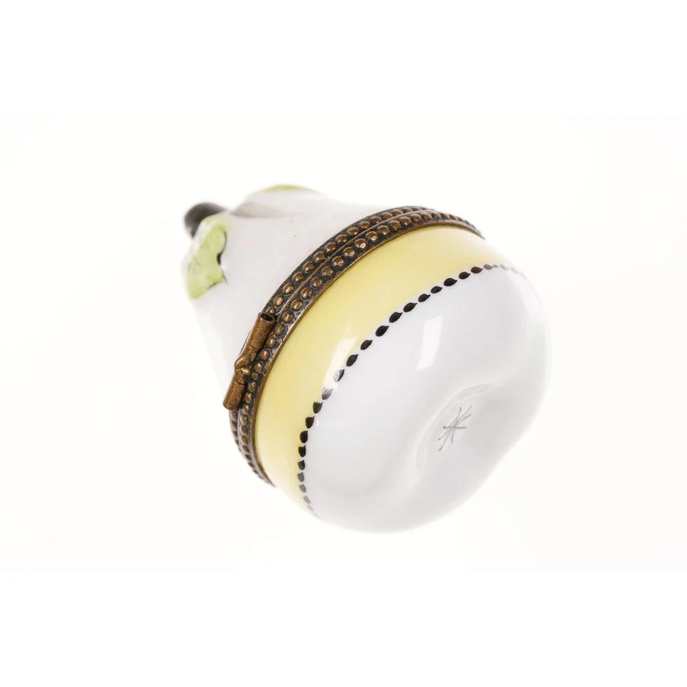 Rochard Limoges Hand Painted Pear Form trinket box